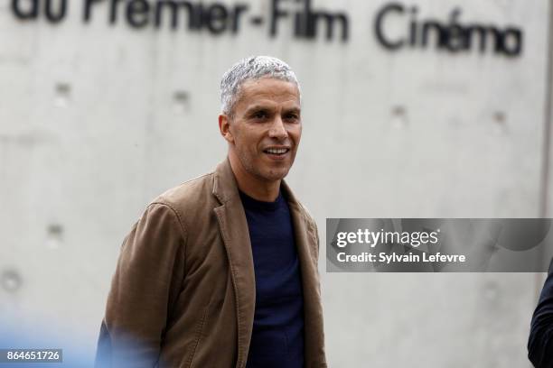 Sami Bouajila attends the shooting of French short black-and-white silent documentary film 'La Sortie de l'Usine' directed by Wong Kar-wai at the...