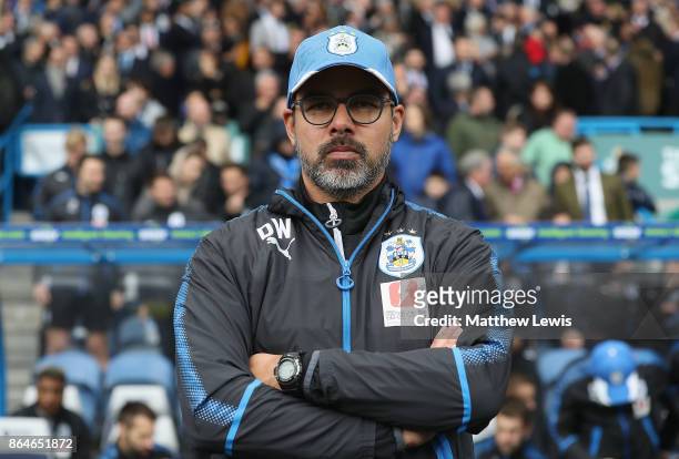 David Wagner, manager of Huddersfield Town looks on during the Premier League match between Huddersfield Town and Manchester United at John Smith's...