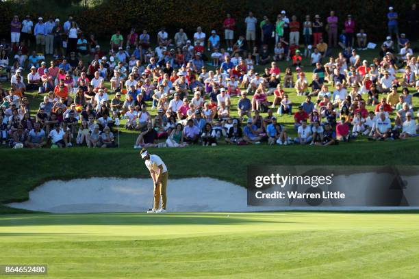 Scott Jamieson of Scotland putts on the 17th green during day three of the Andalucia Valderrama Masters at Real Club Valderrama on October 21, 2017...