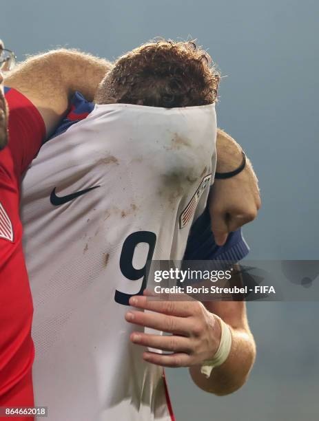 Josh Sargent of the United States reacts after losing the FIFA U-17 World Cup India 2017 Quarter Final match between USA and England at Pandit...