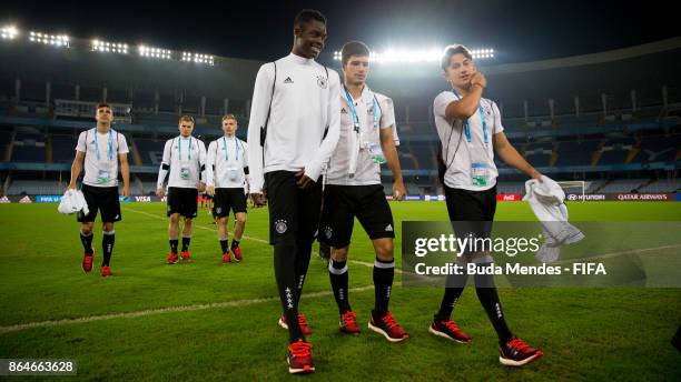 Players of Germany walk in the field during their visit of the stadium a day before the FIFA U-17 World Cup India 2017 Quarter Final match between...