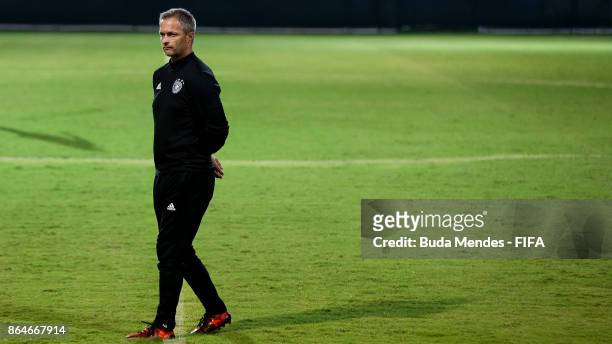 Head coach Christian Wueck of Germany looks on during a training session a day before the FIFA U-17 World Cup India 2017 Quarter Final match between...