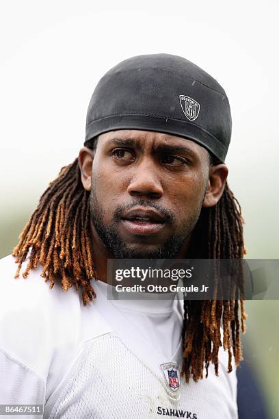 Wallace of the Seattle Seahawks looks on during minicamp at the Seahawks training facility on May 2, 2009 in Renton, Washington.