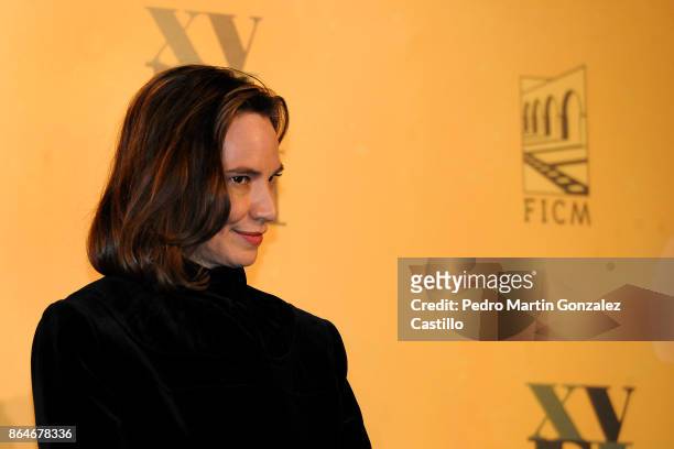 Daniela Michel director of the Festival poses from the red carpet during the Inauguration of the XV Morelia International Film Festival on October...