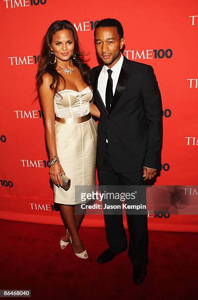 Musician John Legend and Christine Teigen attend Time's 100 Most Influential People in the World Gala at the Frederick P. Rose Hall at Jazz at...