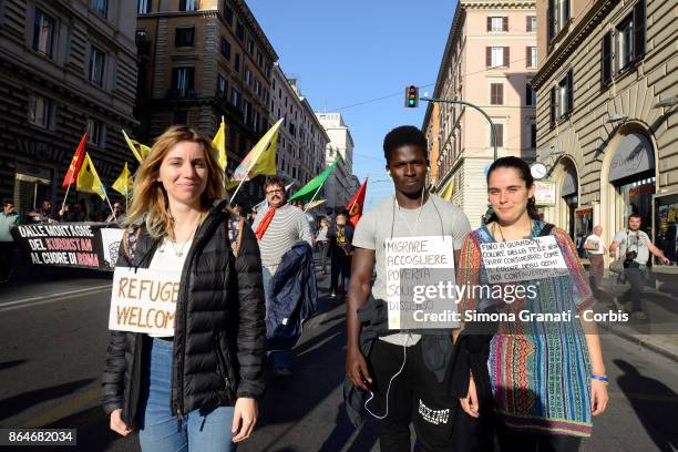 National protest against racism, titled "No one is illegal, Migration is not a crime", on October 21, 2017 in Rome, Italy.