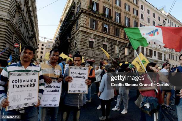 National protest against racism, titled "No one is illegal, Migration is not a crime", on October 21, 2017 in Rome, Italy.
