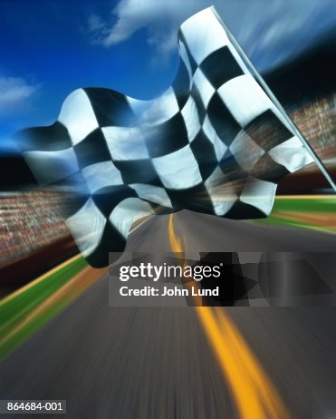 Large Racing Flag Motor Racing Chequered Flag Above Track High-Res Stock Photo - Getty Images