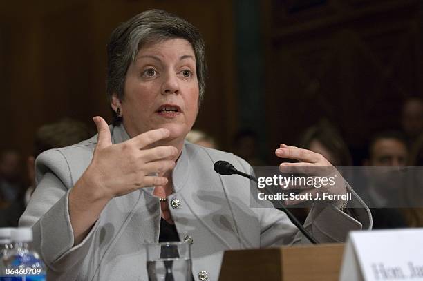 May 06: Homeland Security Secretary Janet Napolitano during the Senate Judiciary oversight hearing on the Department of Homeland Security, focusing...