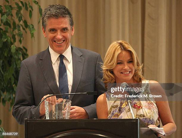 Television host Craig Ferguson and television reporter Dorothy Lucey speak during the Associates for Breast and Prostate Cancer's Mothers Day...