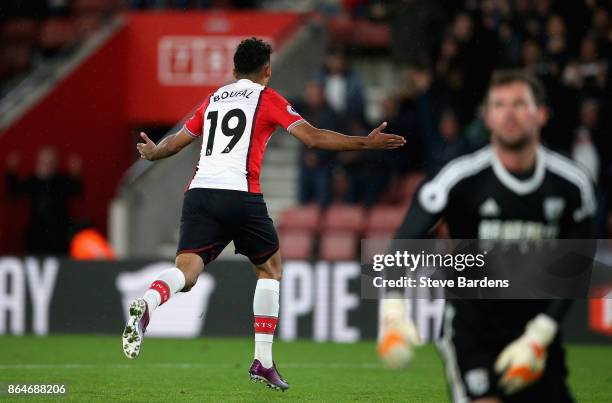 Sofiane Boufal of Southampton celebrates scoring his sides first goal during the Premier League match between Southampton and West Bromwich Albion at...