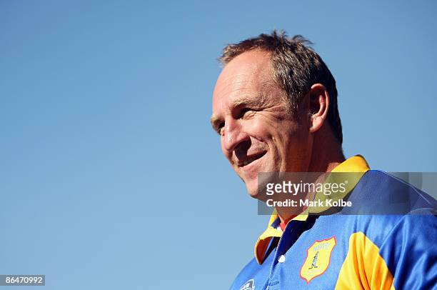 City coach John Cartwright shares a joke during City and Country Origin media session at Wade Park on May 7, 2009 in Orange, Australia.