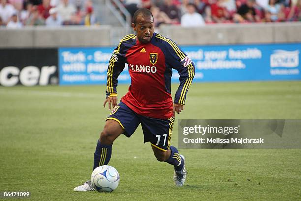 Andy Williams of Real Salt Lake kicks the ball against the Los Angeles Galaxy at Rio Tinto Stadium on May 06, 2009 in Sandy, Utah.