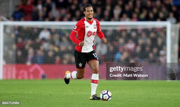 Southampton's Virgil Van Dijk during the Premier League match between Southampton and West Bromwich Albion at St Mary's Stadium on October 21, 2017...