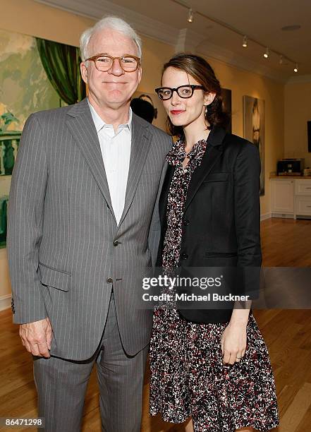 Actor and musician Steve Martin and wife Anne Stringfield attend the presentation of "Wounded" curated by Carole Bayer Sager at LA Art House on May...