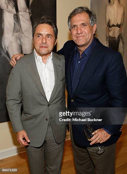 Brad Grey, CEO of Paramount Studios and CBS president Les Moonves attend the presentation of "Wounded" curated by Carole Bayer Sager at LA Art House...