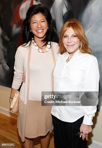 Julie Chen and Stacy Winkler attend the presentation of "Wounded" curated by Carole Bayer Sager at LA Art House on May 6, 2009 in West Hollywood,...