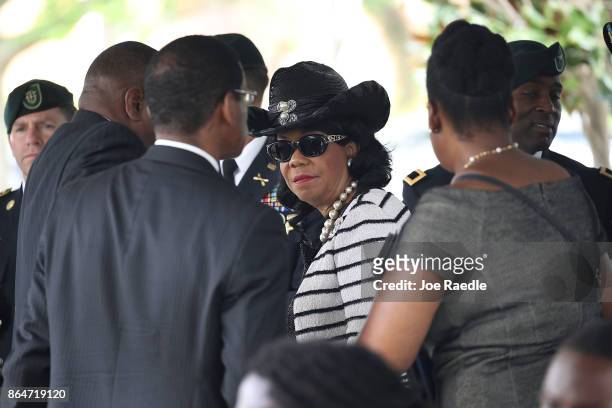 Rep. Frederica Wilson attends the burial service for U.S. Army Sgt. La David Johnson at the Memorial Gardens East cemetery on October 21, 2017 in...