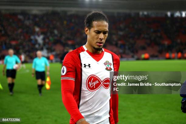 Virgil Van Dijk of Southampton FC during the Premier League match between Southampton and West Bromwich Albion at St Mary's Stadium on October 21,...