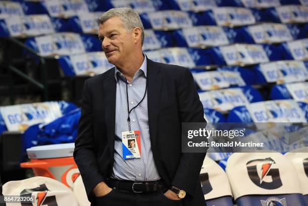 Tony Ressler, owner of the Atlanta Hawks before a game against the Dallas Mavericks at American Airlines Center on October 18, 2017 in Dallas, Texas....