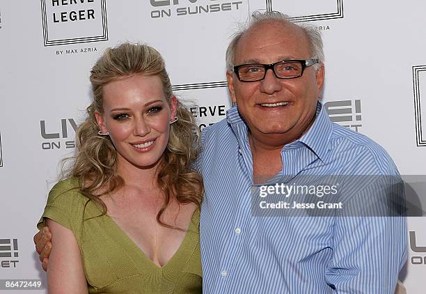 Hilary Duff and Max Azria attend the Herve Leger By Max Azaria Spring Collection Preview Party at Live! On Sunset on May 6, 2009 in West Hollywood,...