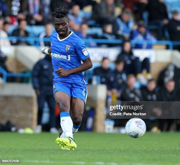 Gabriel Zakuani of Gillingham in action during the Sky Bet League One match between Gillingham and Northampton Town at Priestfield Stadium on October...