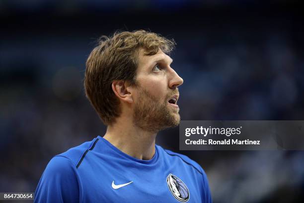 Dirk Nowitzki of the Dallas Mavericks at American Airlines Center on October 18, 2017 in Dallas, Texas. NOTE TO USER: User expressly acknowledges and...