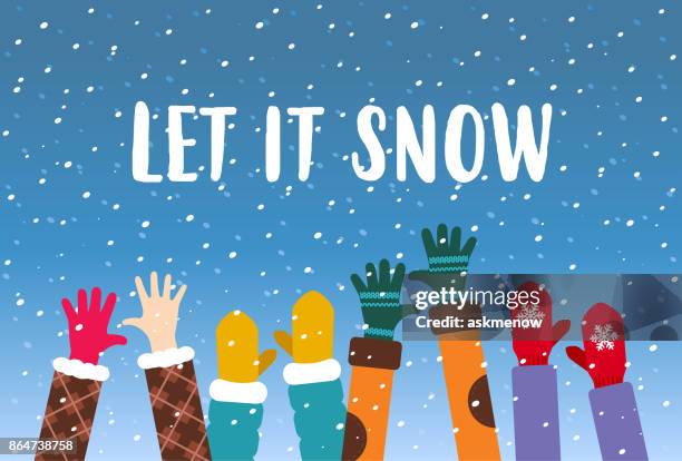 snowing - hand catching stock illustrations