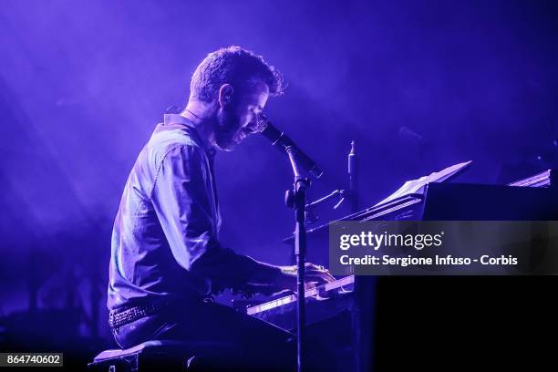 Italian singer-songwriter and musician Daniele Silvestri performs on stage on October 21, 2017 in Milan, Italy.