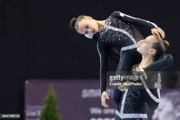 Mika Lefkovits , Roni Surzon , during 28th European Championships in Acrobatic Gymnastics on 21 October 2017 in Rzeszow, Poland.