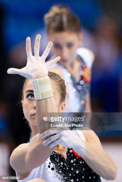 Daria Guryeva , Daria Kalinina , during 28th European Championships in Acrobatic Gymnastics on 21 October 2017 in Rzeszow, Poland.