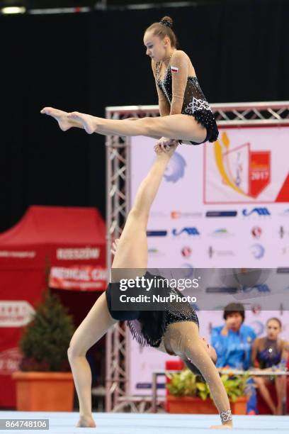 Martyna Wojnar , Malwina Sala , during 28th European Championships in Acrobatic Gymnastics on 21 October 2017 in Rzeszow, Poland.