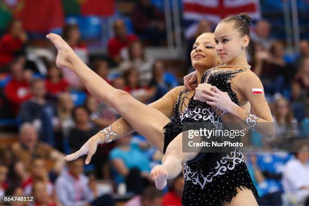 Martyna Wojnar , Malwina Sala , during 28th European Championships in Acrobatic Gymnastics on 21 October 2017 in Rzeszow, Poland.