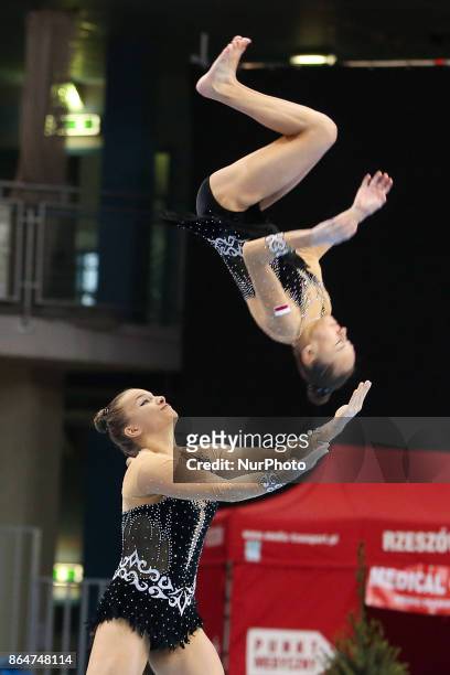 Martyna Wojnar , Malwina Sala , during 28th European Championships in Acrobatic Gymnastics on 21 October 2017 in Rzeszow, Poland.