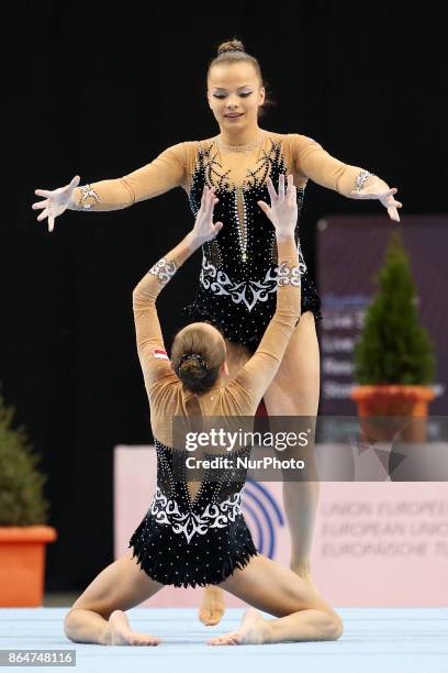 Martyna Wojnar , Malwina Sala , during 28th European Championships in Acrobatic Gymnastics on 21 October 2017 in Rzeszow, Poland.