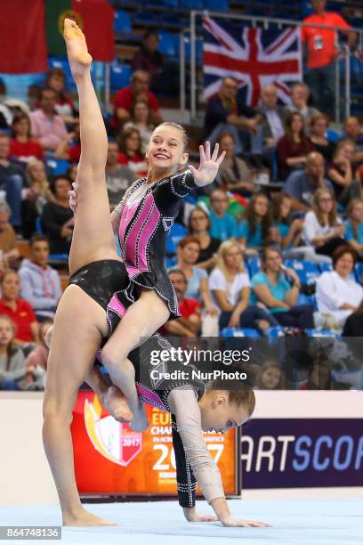 Noemie Lammertyn , Lore vanden Berghe , during 28th European Championships in Acrobatic Gymnastics on 21 October 2017 in Rzeszow, Poland.