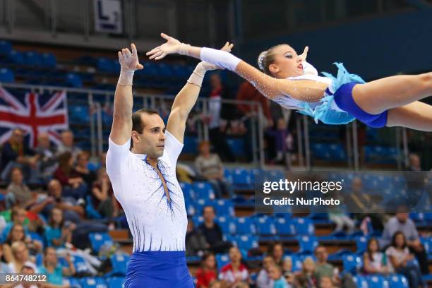 Silvia Coronado , Guillem Martinez , during 28th European Championships in Acrobatic Gymnastics on 21 October 2017 in Rzeszow, Poland.