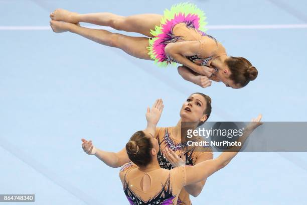 Fem van Os , Pleunie van Mook , Mariska van de Water , during 28th European Championships in Acrobatic Gymnastics on 21 October 2017 in Rzeszow,...