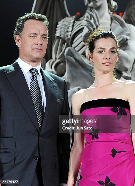 Actor Tom Hanks and actress Ayelet Zurer attend the "Angels & Demons" Japan Premiere at Marunouchi Building on May 7, 2009 in Tokyo, Japan. The film...