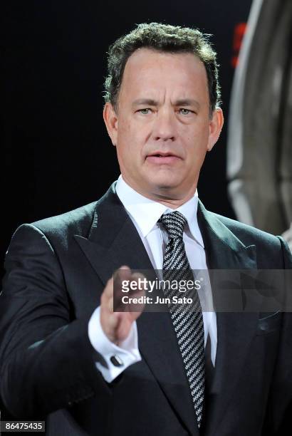 Actor Tom Hanks attends the "Angels & Demons" Japan Premiere at Marunouchi Building on May 7, 2009 in Tokyo, Japan. The film will open on May 15 in...