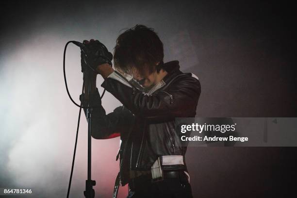 Faris Badwan of The Horrors performs at Beckett Student Union on October 21, 2017 in Leeds, England.