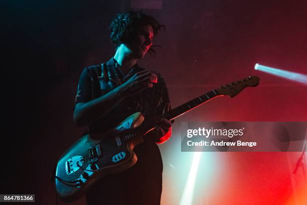 Faris Badwan of The Horrors performs at Beckett Student Union on October 21, 2017 in Leeds, England.