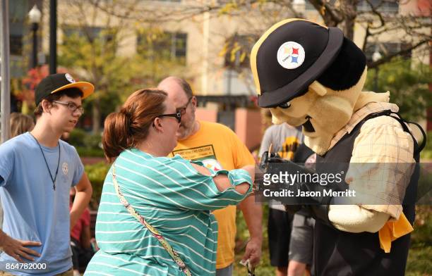 Steelers Mascot Steely McBeam engages fans during The Built Ford Tough toughest tailgate event on its fifth stop in Pittsburgh to Rev Up Steelers...