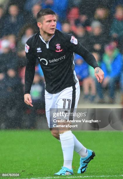 Lincoln City's Billy Knott during the Sky Bet League Two match between Cheltenham Town and Lincoln City at Whaddon Road on October 21, 2017 in...