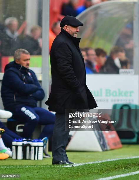 Cheltenham Town manager Gary Johnson shouts instructions to his team from the technical area during the Sky Bet League Two match between Cheltenham...