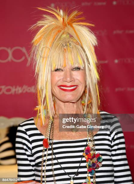Fashion designer Betsey Johnson arrives at Macy's at the Fashion Show mall on October 21, 2017 in Las Vegas, Nevada.
