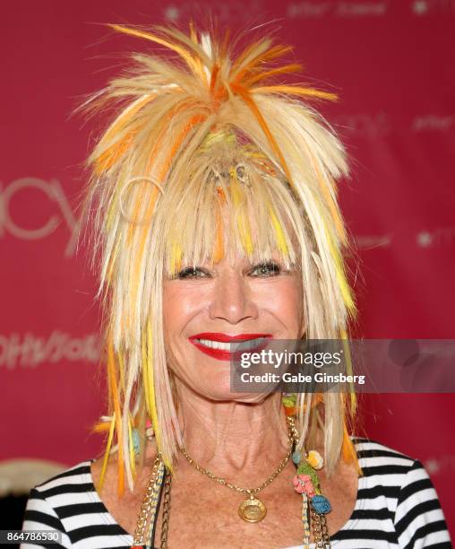 Fashion designer Betsey Johnson arrives at Macy's at the Fashion Show mall on October 21, 2017 in Las Vegas, Nevada.