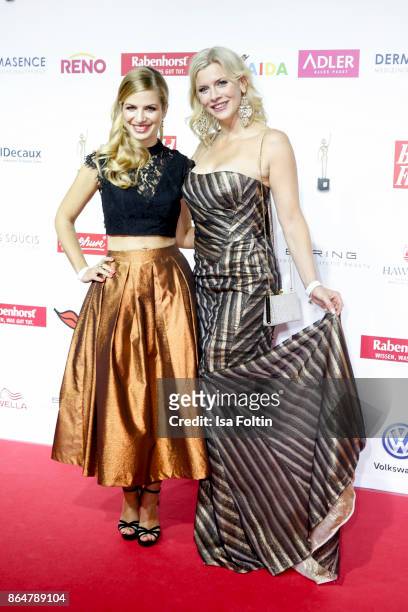 German actress Susan Sideropoulos and German actress Eva Habermann attend the 'Goldene Bild der Frau' award at Hamburg Cruise Center on October 21,...