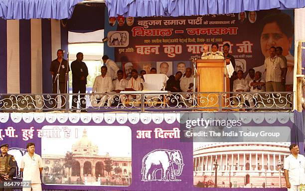 Supremo Mayawati makes a point while addressing an election rally on May 3, 2009 at Ramlila Ground, India. India is the world's largest democracy and...