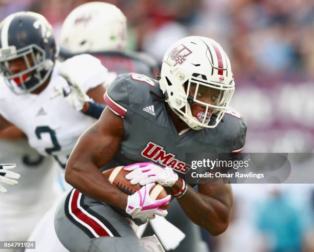 Running back Marquis Young of the Massachusetts Minutemen rushes for a touchdown during the first half of the game against the Georgia Southern...